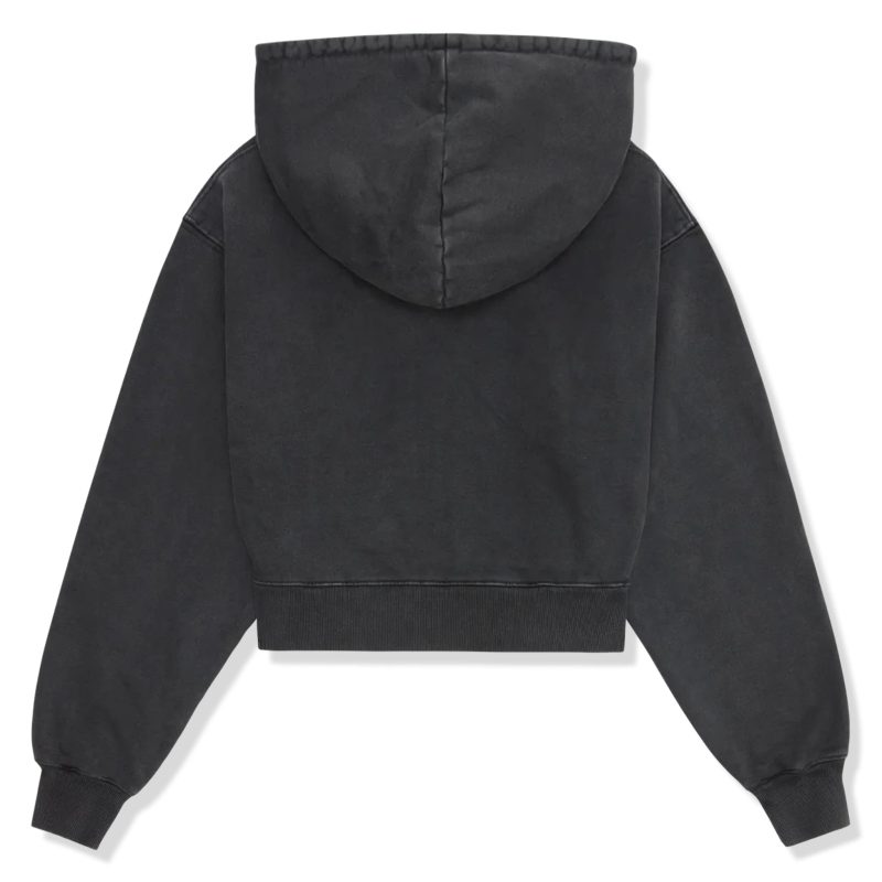 broken planet basics washed soot black cropped zip up hoodie back