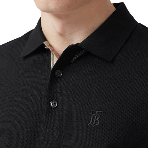 burberry eddie logo piqu cotton black polo shirt p80552281 detail