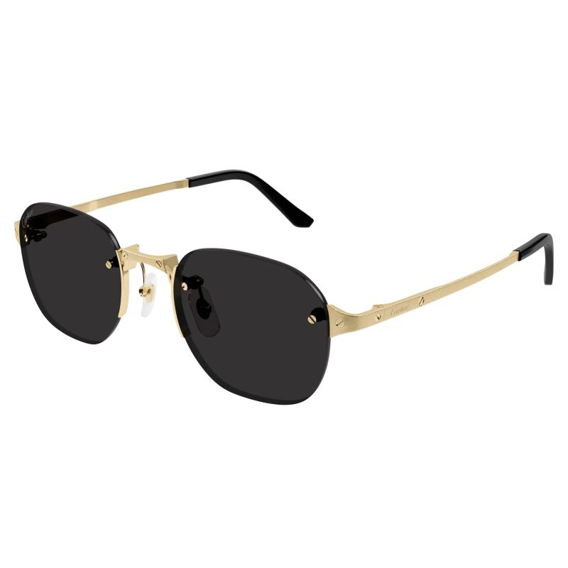 cartier eyewear ct0459s 001 gold grey sunglasses front side