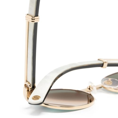 cartier eyewear ct0464s 003 white gold green sunglasses detail