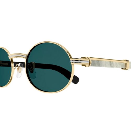 cartier eyewear ct0464s 003 white gold green sunglasses detail side