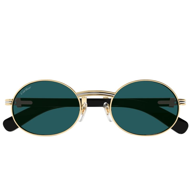 cartier eyewear ct0464s 003 white gold green sunglasses front