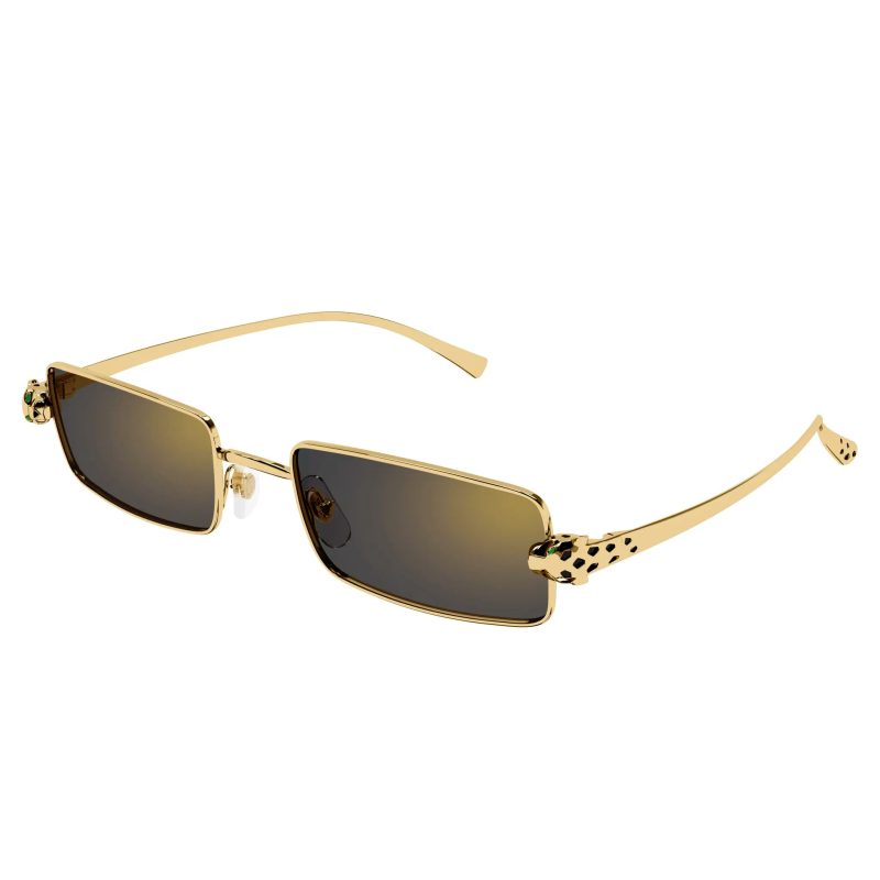 cartier eyewear ct0473s 001 panthere de cartier gold grey sunglasses front side