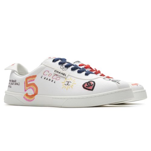 chanel x pharrell white canvas sneaker front side 1