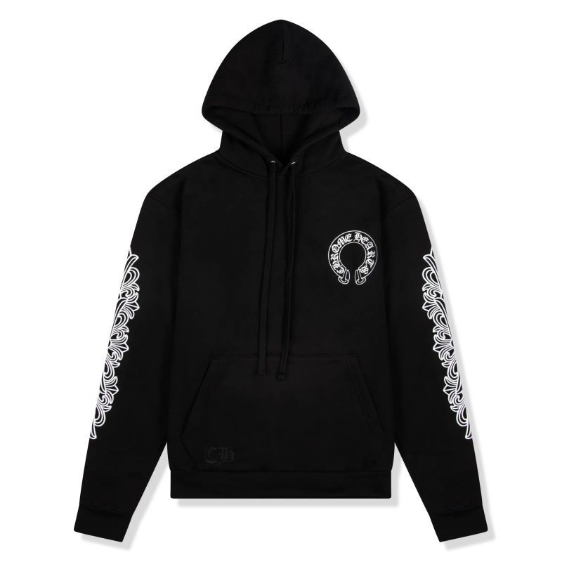 chrome hearts horse shoe floral black hoodie 1383 100000106hfh blac front