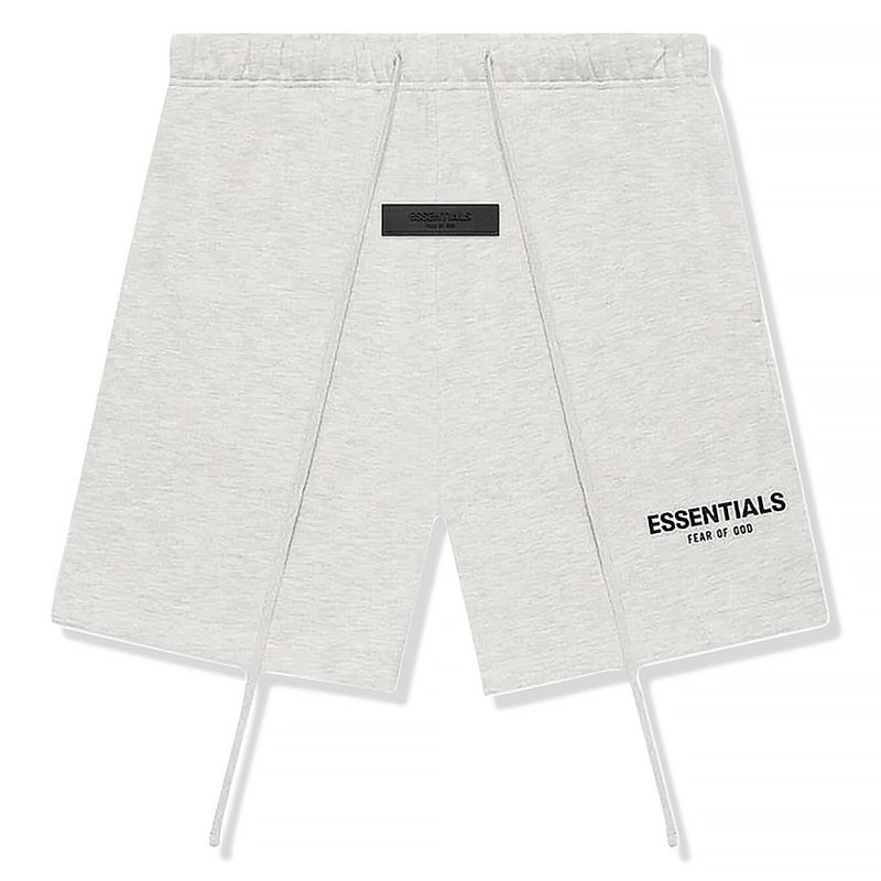 fear of god essentials light oatmeal shorts ss22 front