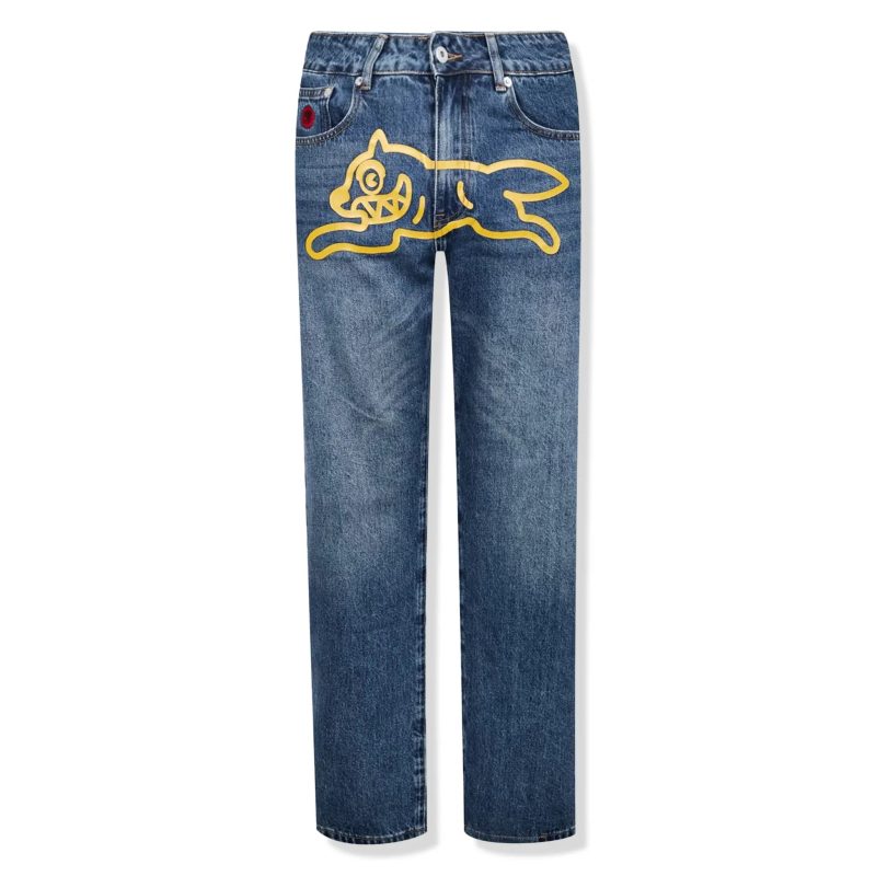 icecream ic running dog dark blue wash yellow jeans ic23440 dbw front