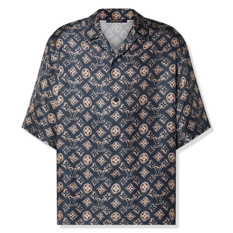 louis vuitton monogram silk short sleeved shirt 1abjlx front