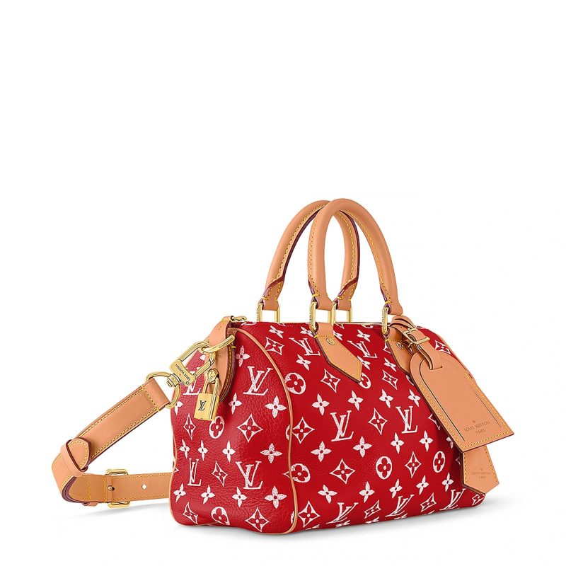 louis vuitton monogram speedy p9 red bandouliere 25 nvprod4900031v side