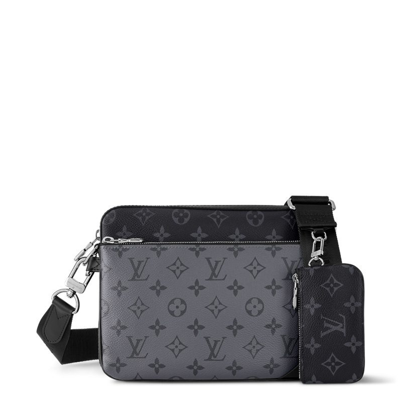 louis vuitton monogram trio messenger bag black grey nvprod2320039v front