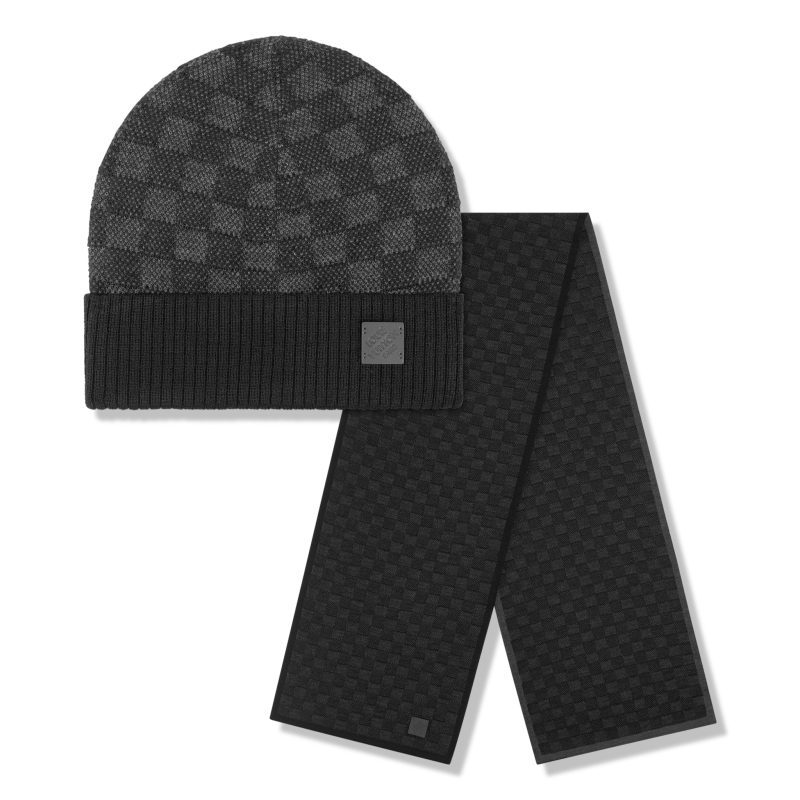 louis vuitton neo petit damier anthracite beanie scarf nvprod3920087v set