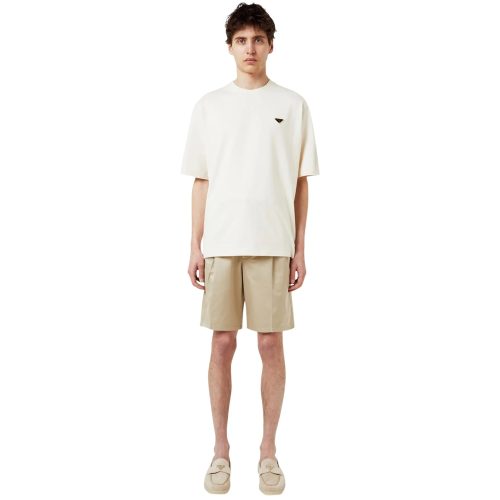 prada chest logo cotton natural t shirt model full front