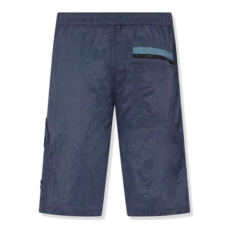 stone island nylon metal avio blue shorts back