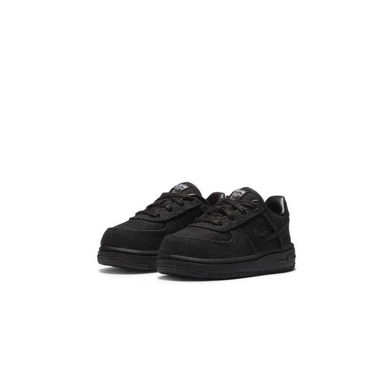 stussy x nike air force 1 low black td dc8306 001 front side