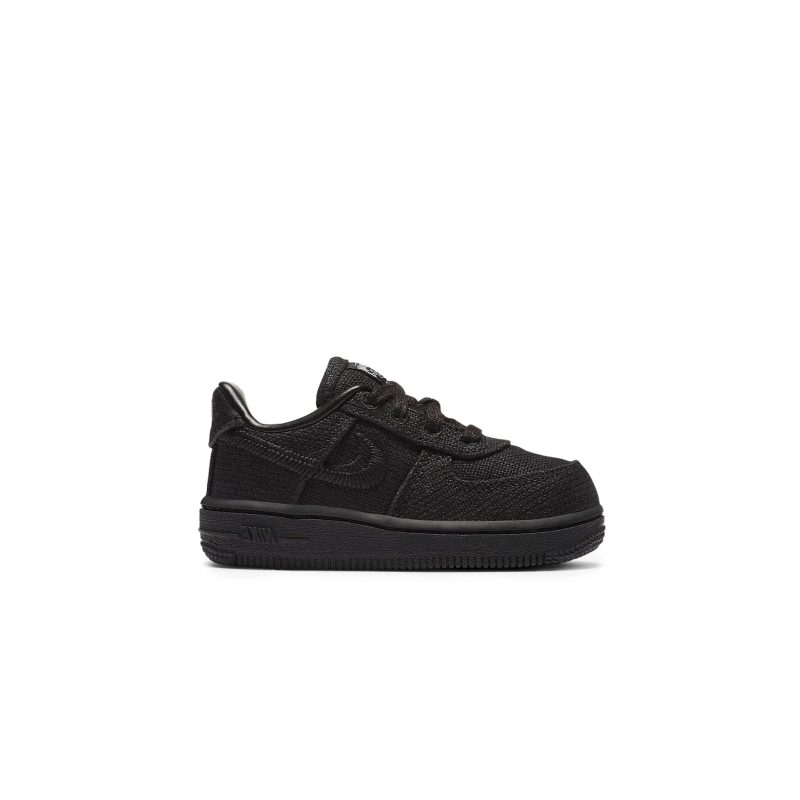 stussy x nike air force 1 low black td dc8306 001 side