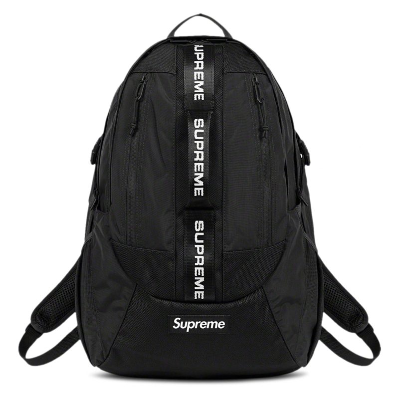 supreme black backpack fw22 front