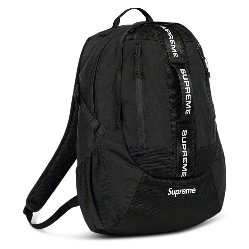 supreme black backpack fw22 front side