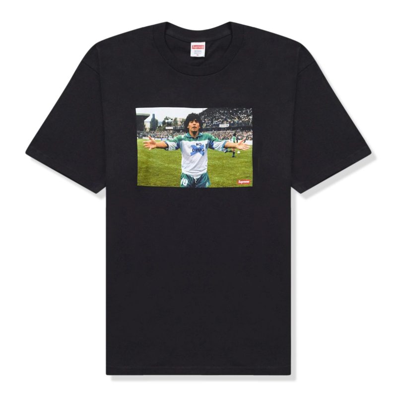 supreme maradona black t shirt front