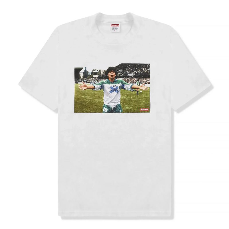 supreme maradona white t shirt front