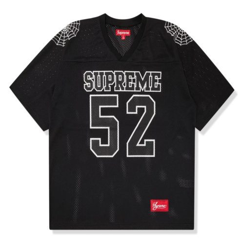 supreme spiderweb black football jersey ss24kn63 black front