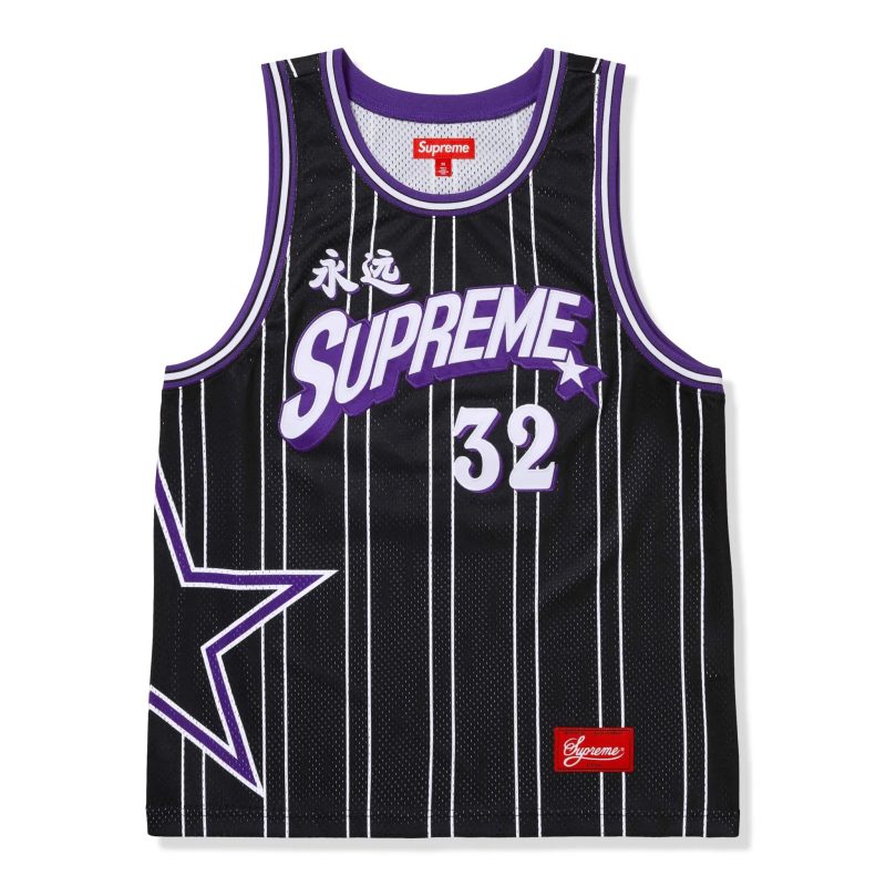 supreme star basketball black jersey front