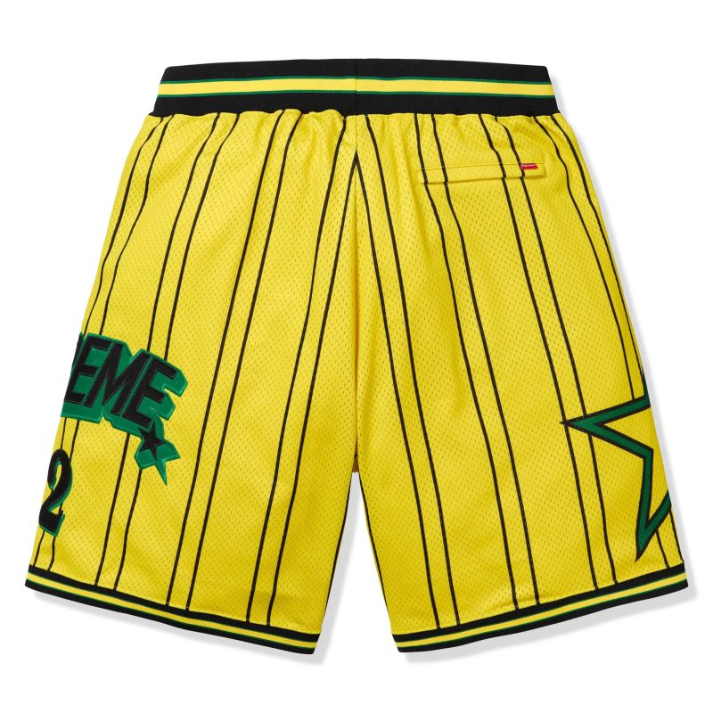 supreme star basketball yellow shorts back