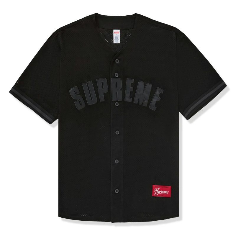 supreme ultrasuede mesh baseball black jersey front