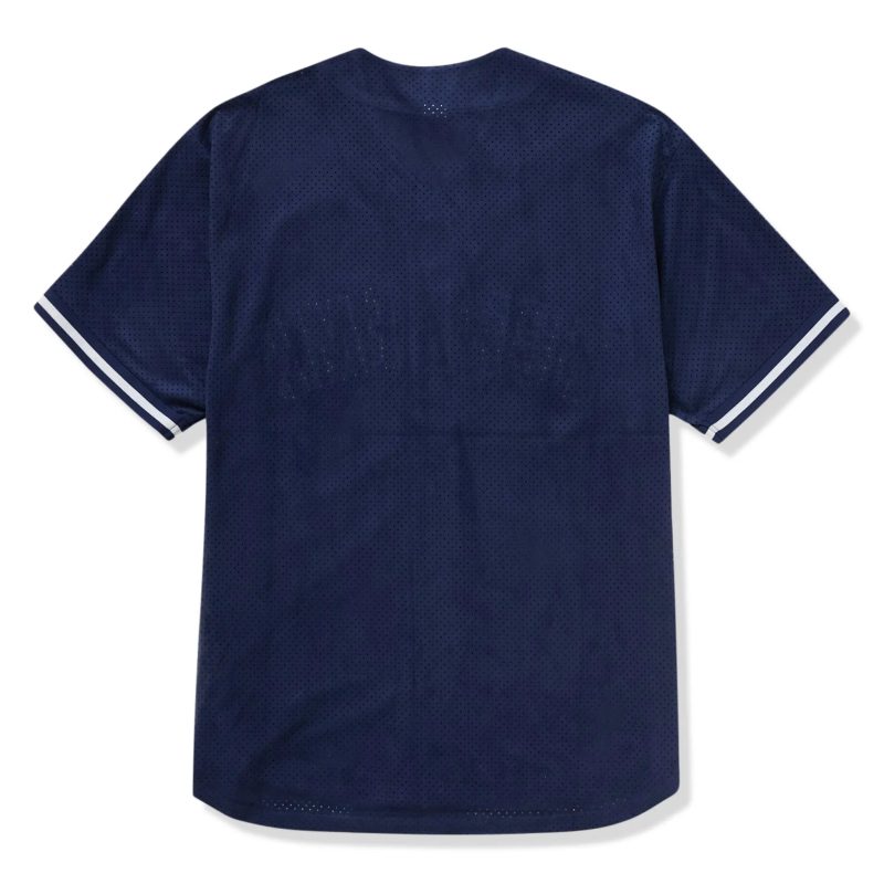 supreme ultrasuede mesh baseball navy blue jersey ss24kn22 back