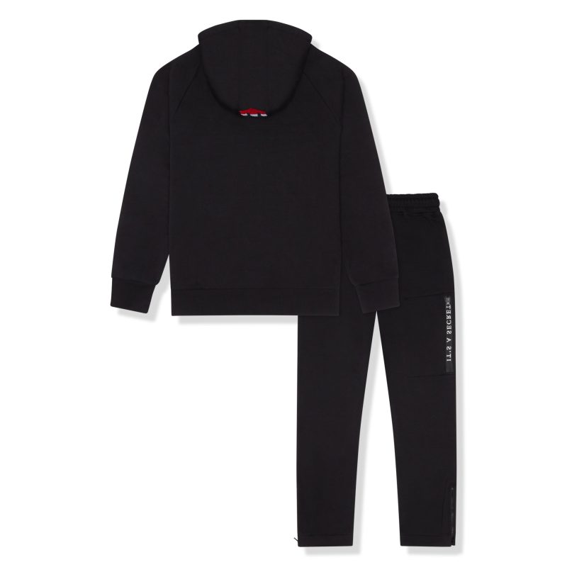 trapstar chenille decoded 2.0 hooded tracksuit black revolution back