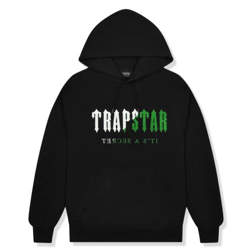 trapstar chenille decoded black green tracksuit front 1