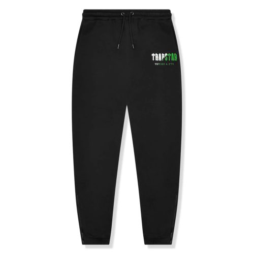 trapstar chenille decoded black green tracksuit front