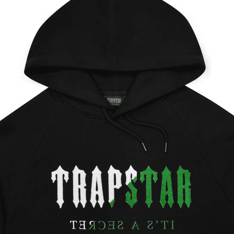 trapstar chenille decoded black green tracksuit logo 1