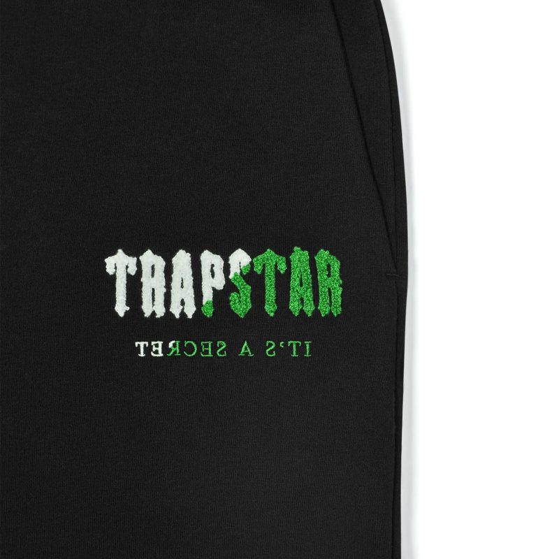 trapstar chenille decoded black green tracksuit pants logo