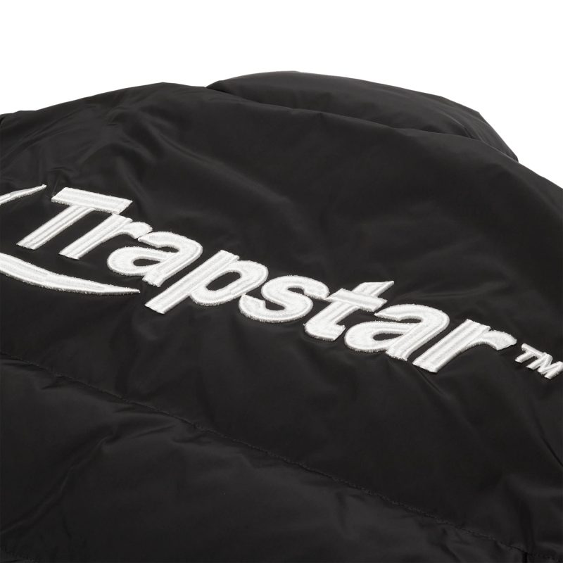 trapstar hyperdrive black white puffer jacket back logo