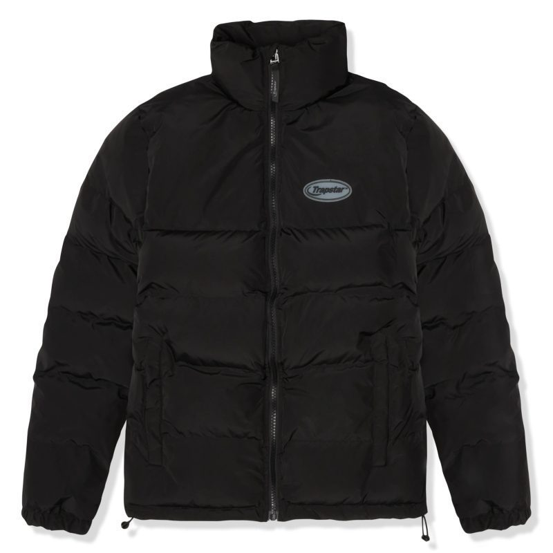 trapstar hyperdrive black white puffer jacket front