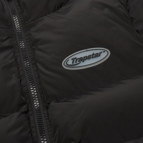 trapstar hyperdrive black white puffer jacket front logo