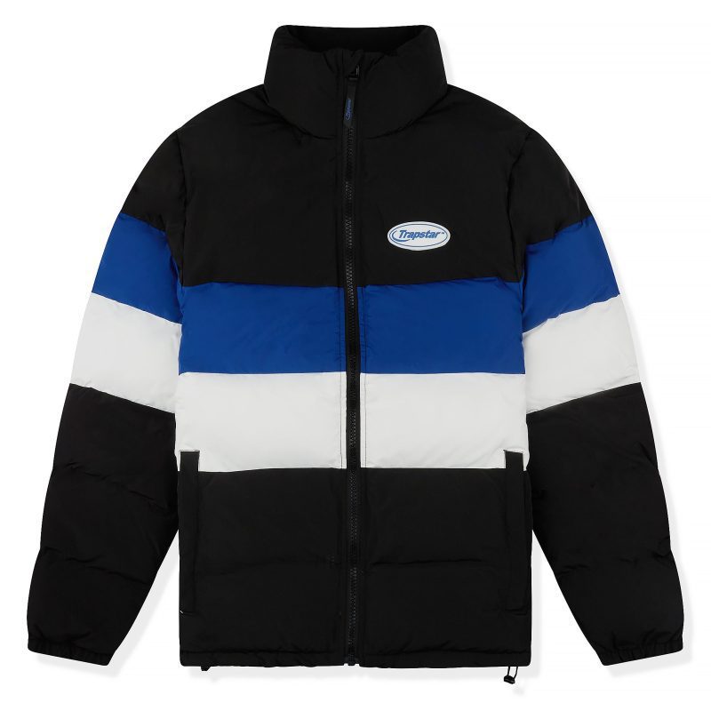 trapstar hyperdrive puffer black blue white jacket 03402 crepslocker front