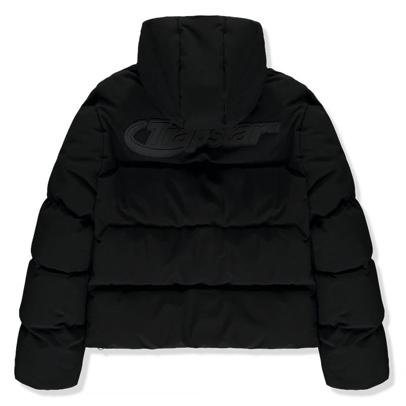 trapstar hyperdrive technical hooded puffer jacket black back