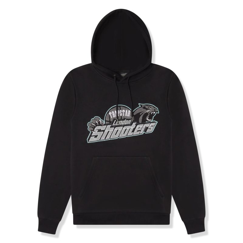 trapstar shooters black teal tracksuit hoodie front