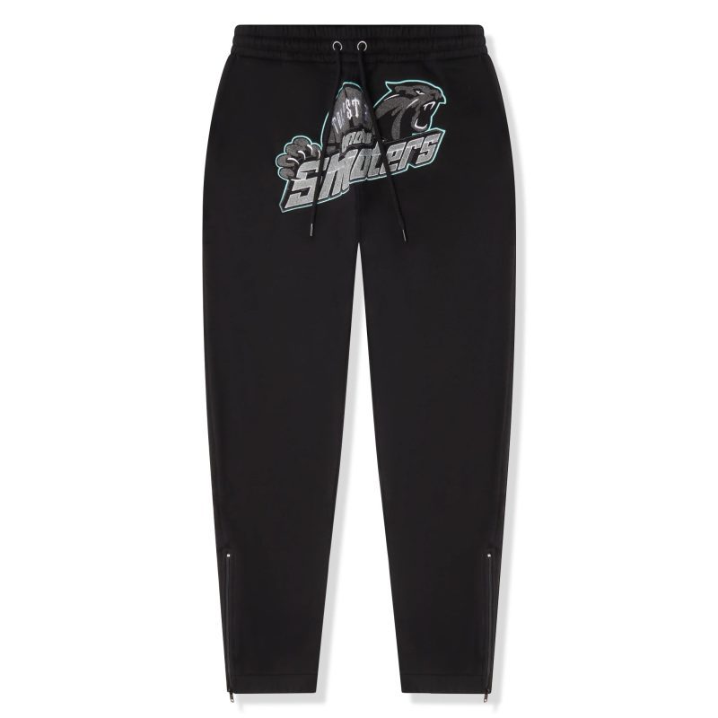 trapstar shooters black teal tracksuit pants front