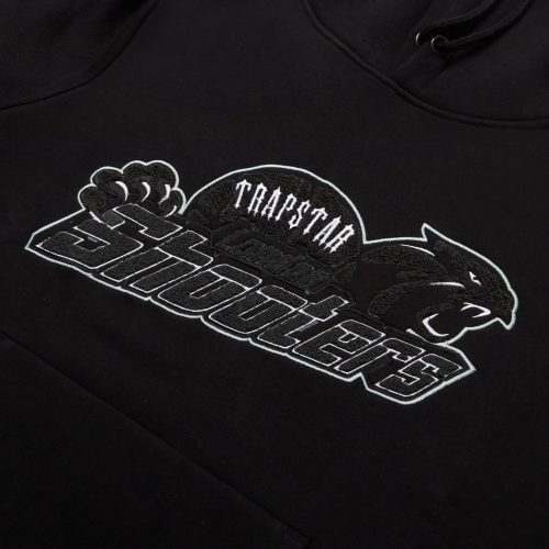 trapstar shooters blackout tracksuit hoodie logo