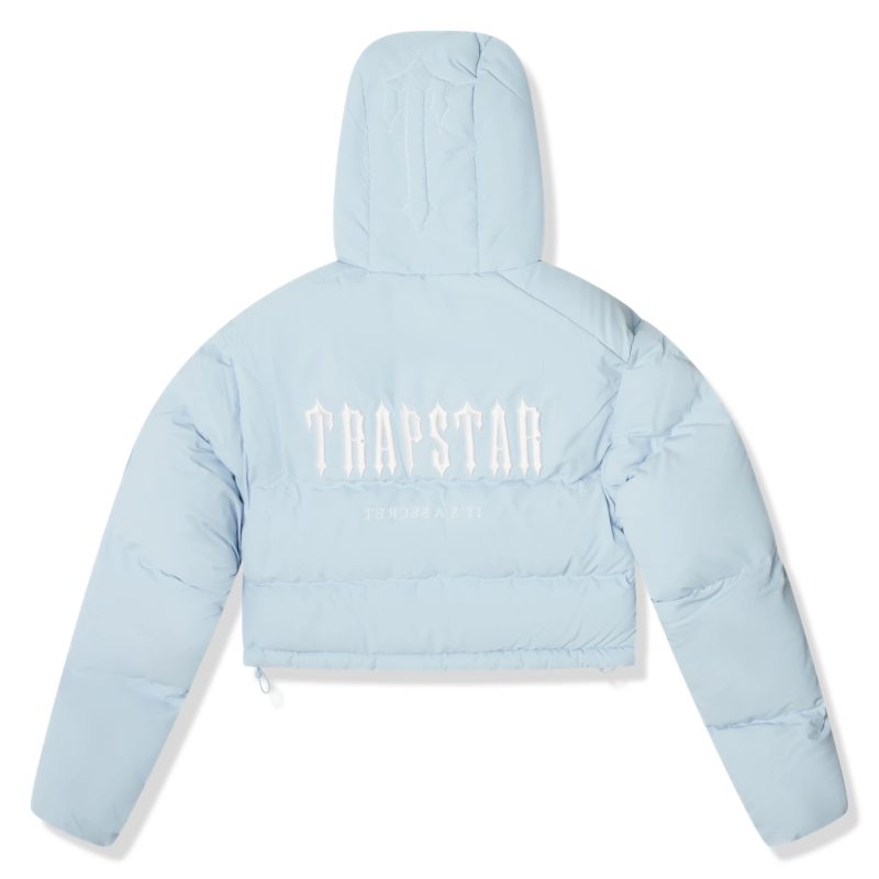 trapstar womens decoded 2.0 ice blue puffer jacket back