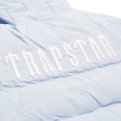 trapstar womens decoded 2.0 ice blue puffer jacket back logo