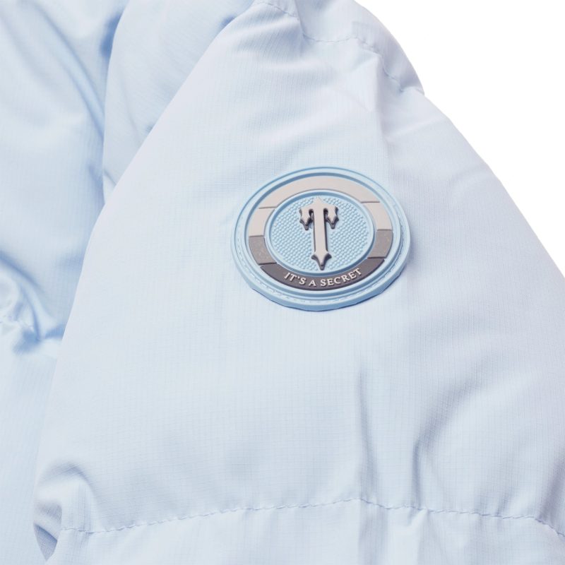 trapstar womens decoded 2.0 ice blue puffer jacket sleeve logo