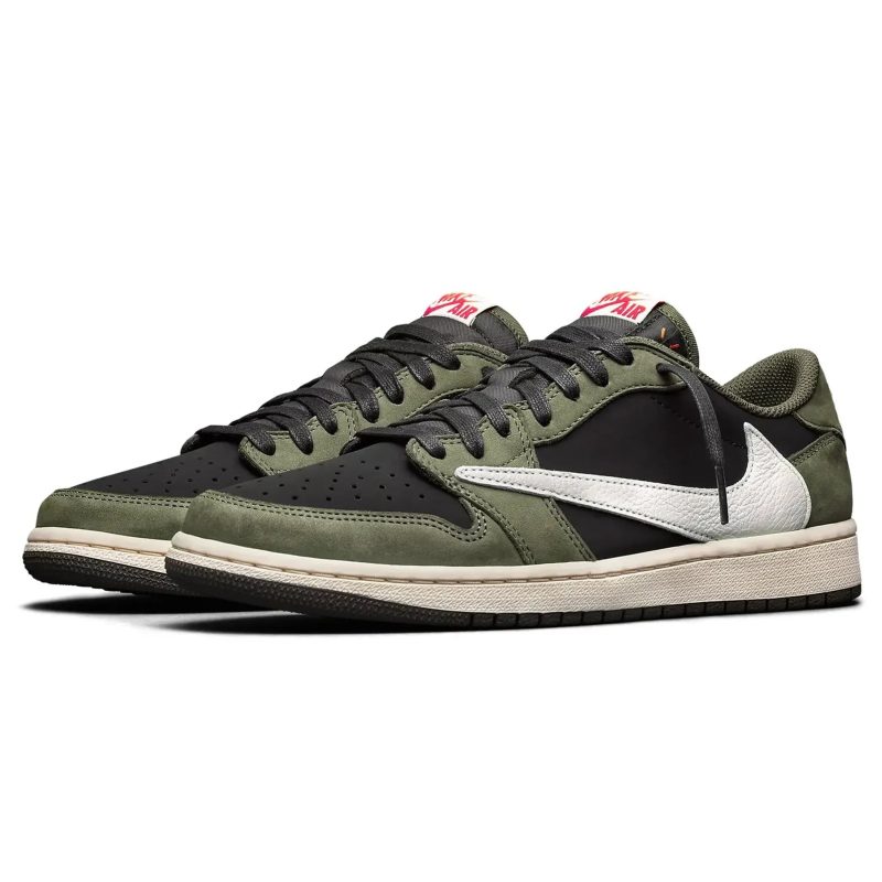 travis scott x air jordan 1 low og black olive dm7866 002 pair