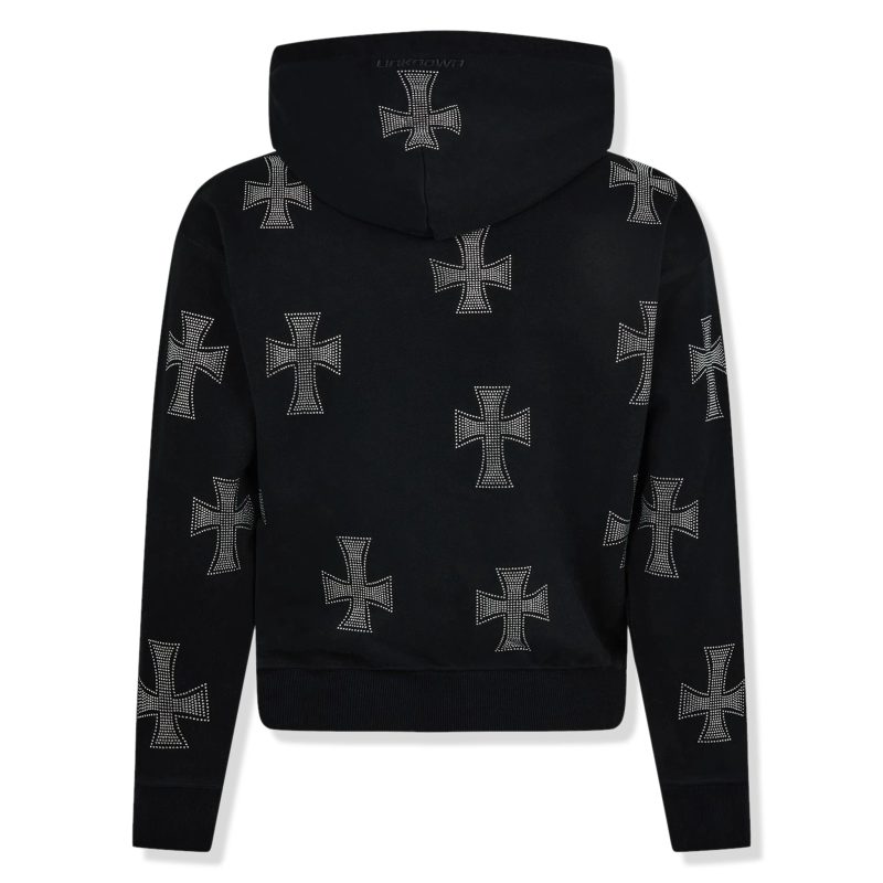 unknown london black rhinestone hoodie back