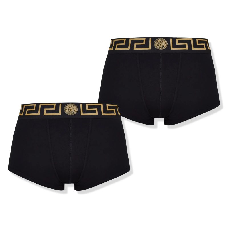 versace icon two pack greca waistband black trunks pack